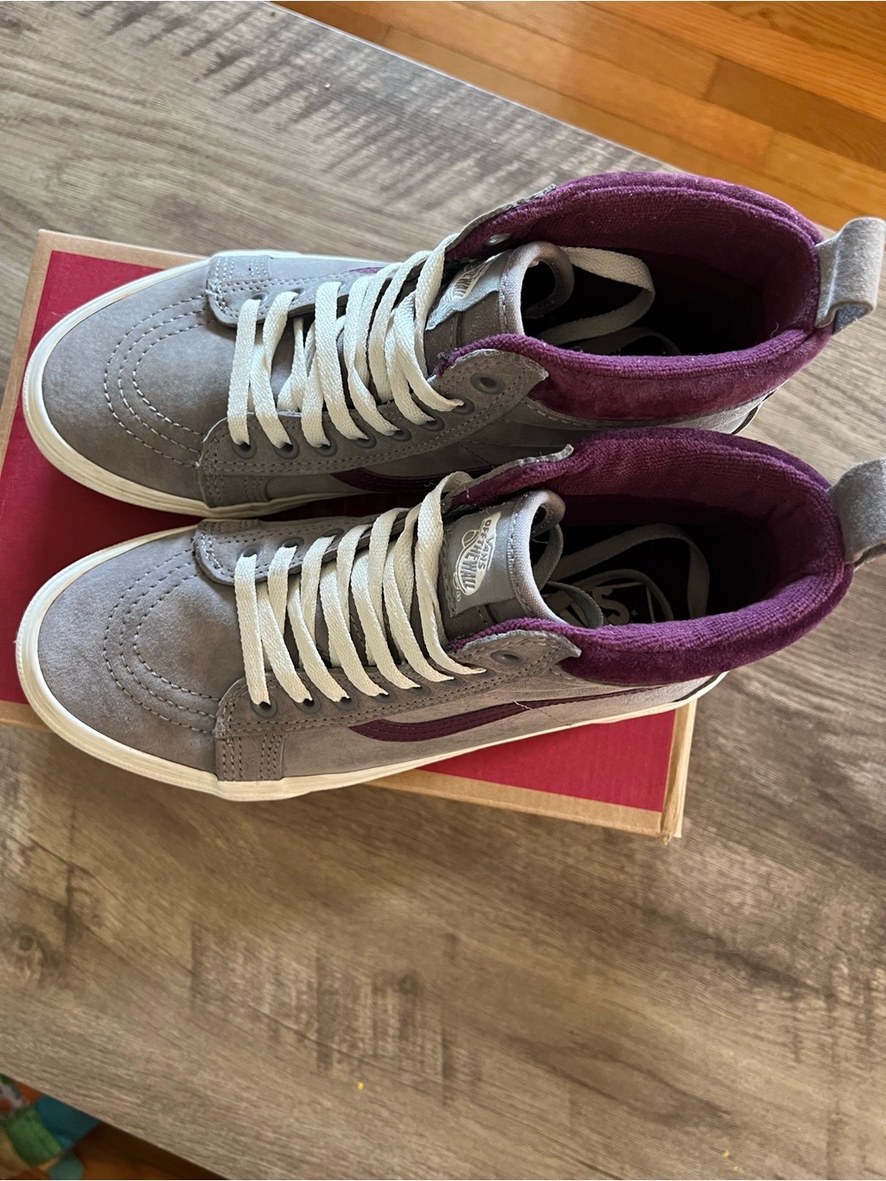 Vans High Top Suede Sneakers in Gray & Purple - Picture 4 of 6